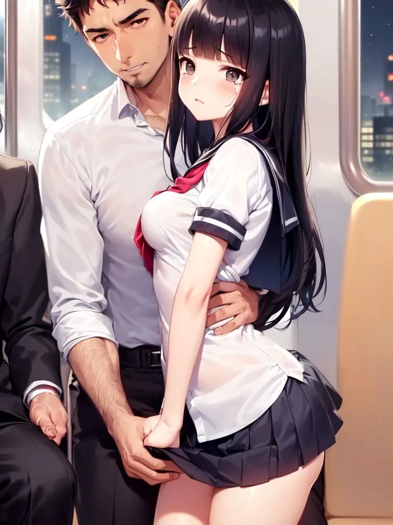 痴漢に遭う少女