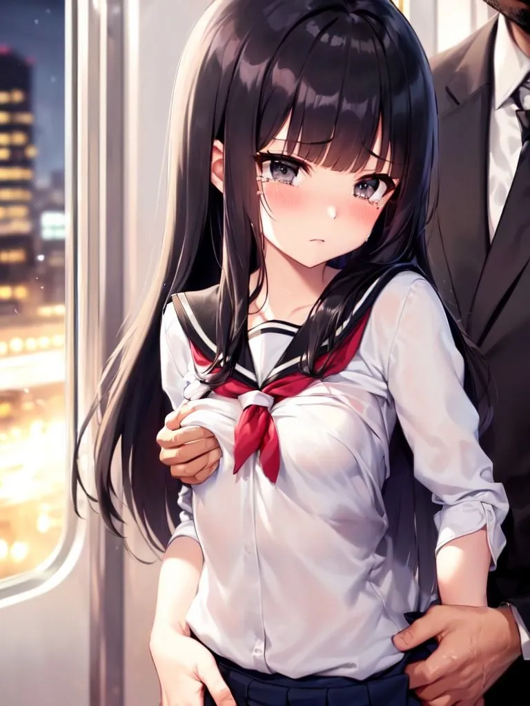 痴漢に遭う少女