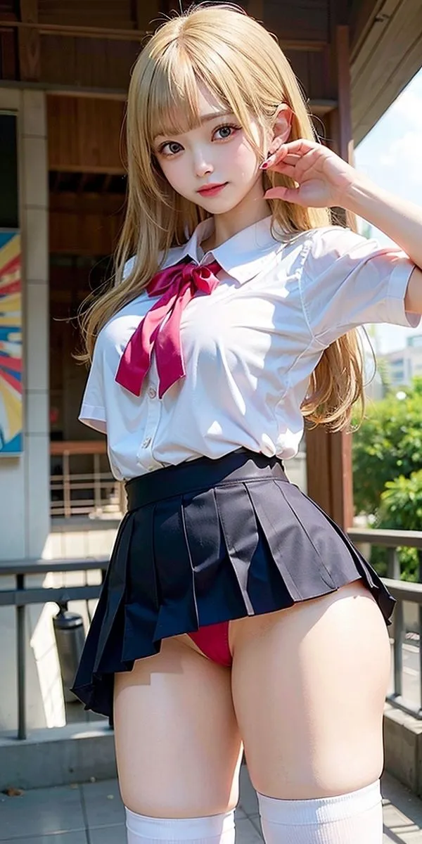 【100円AIシリーズ】超ミニスカ巨乳女子校生〜JKパンチラ集〜