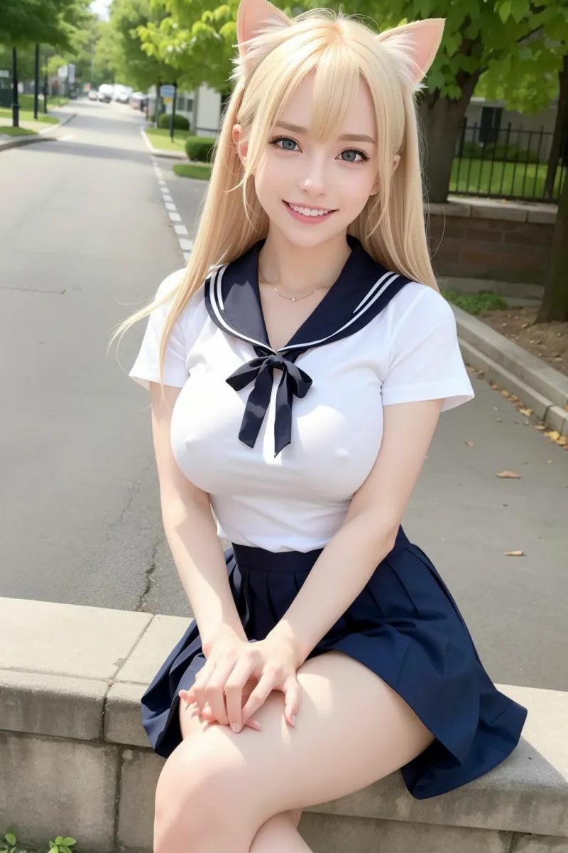 笑顔のネコミミS級美少女【AIグラビア写真集】No.004