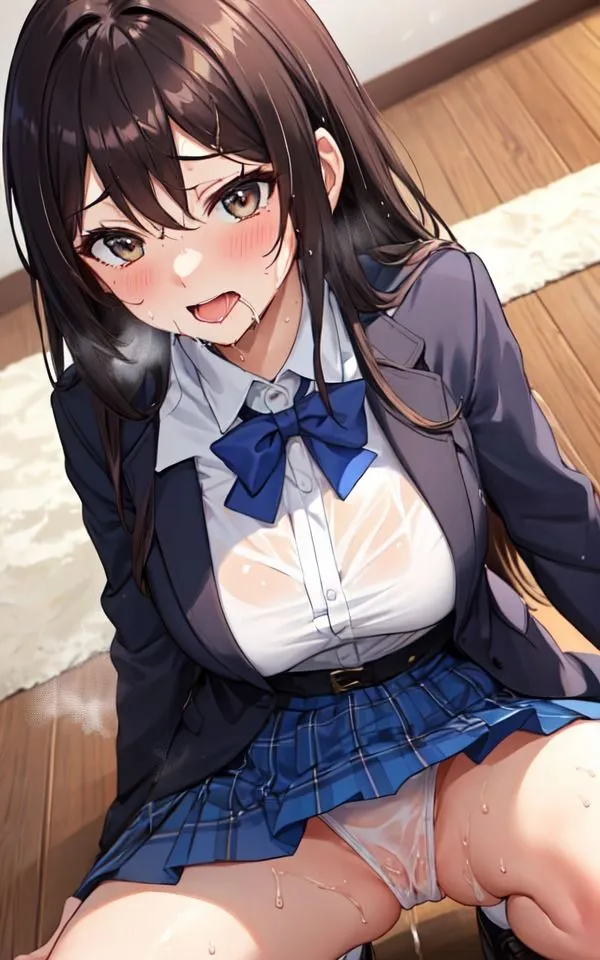 野外でM字開脚して大興奮しちゃう淫乱女子校生