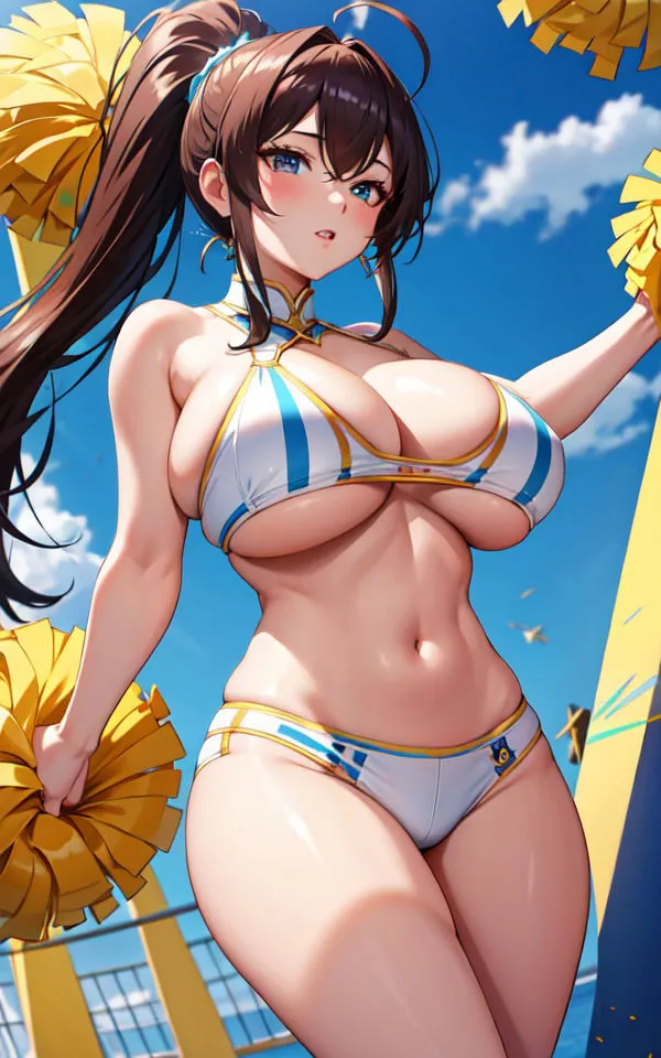 強豪校の男子を釘付け 爆乳すぎるチアガール達