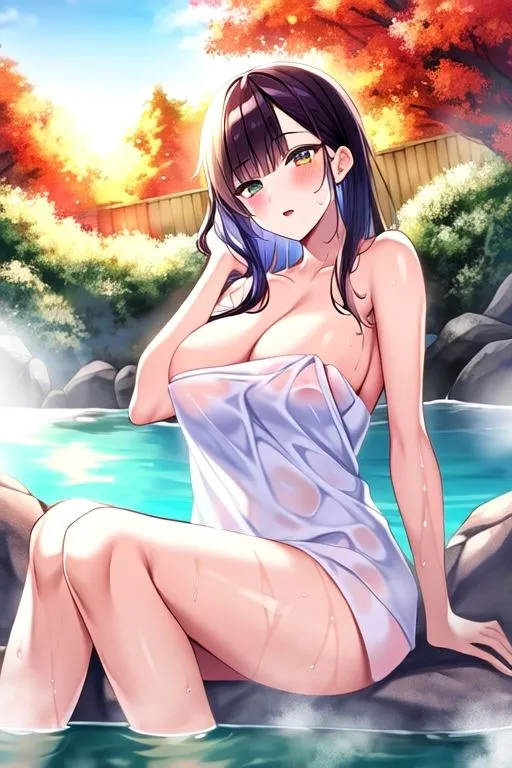 絶景、百合を眺める露天風呂