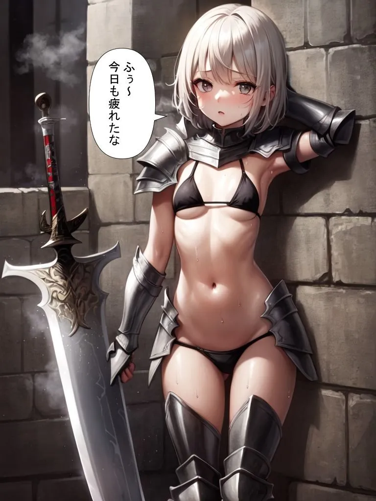 襲われたビキニアーマー少女