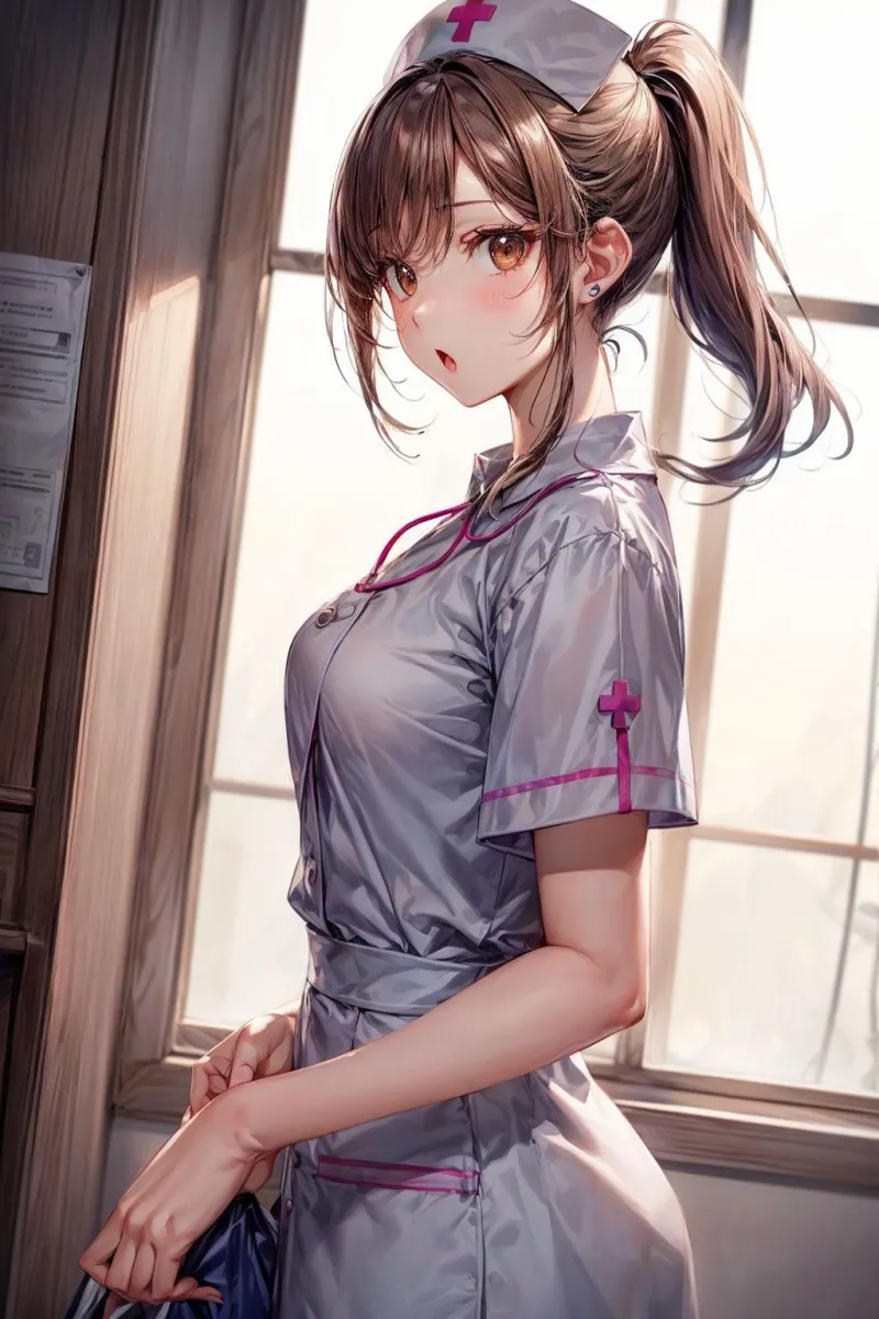 巨乳看護師のピンクの乳首