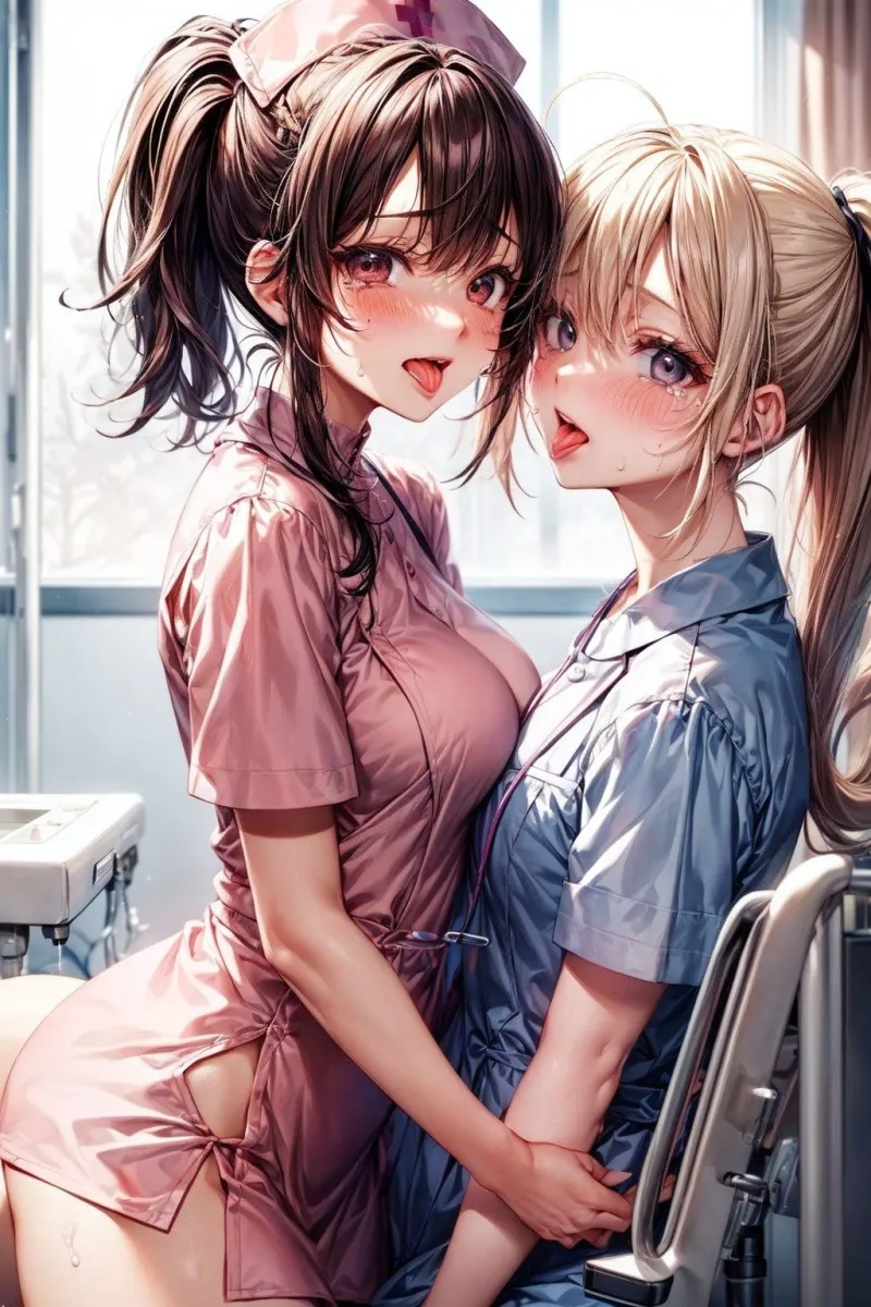 巨乳看護師のピンクの乳首