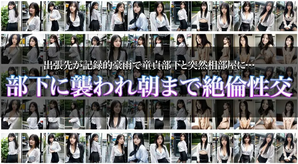 出張先が記録的豪雨で童貞部下と突然相部屋に… 部下に襲われ朝まで絶倫性交
