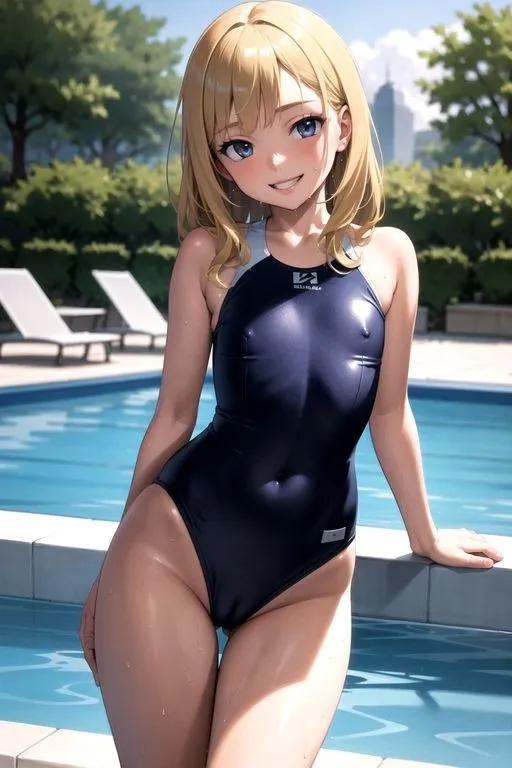 競泳水着×ちっぱいハート