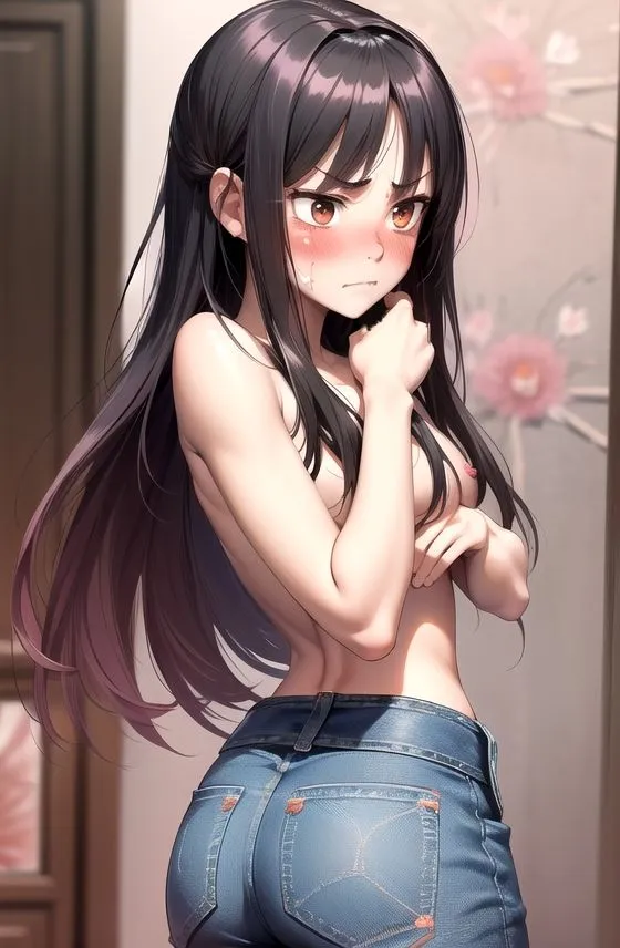 ハジらいデニム裸女