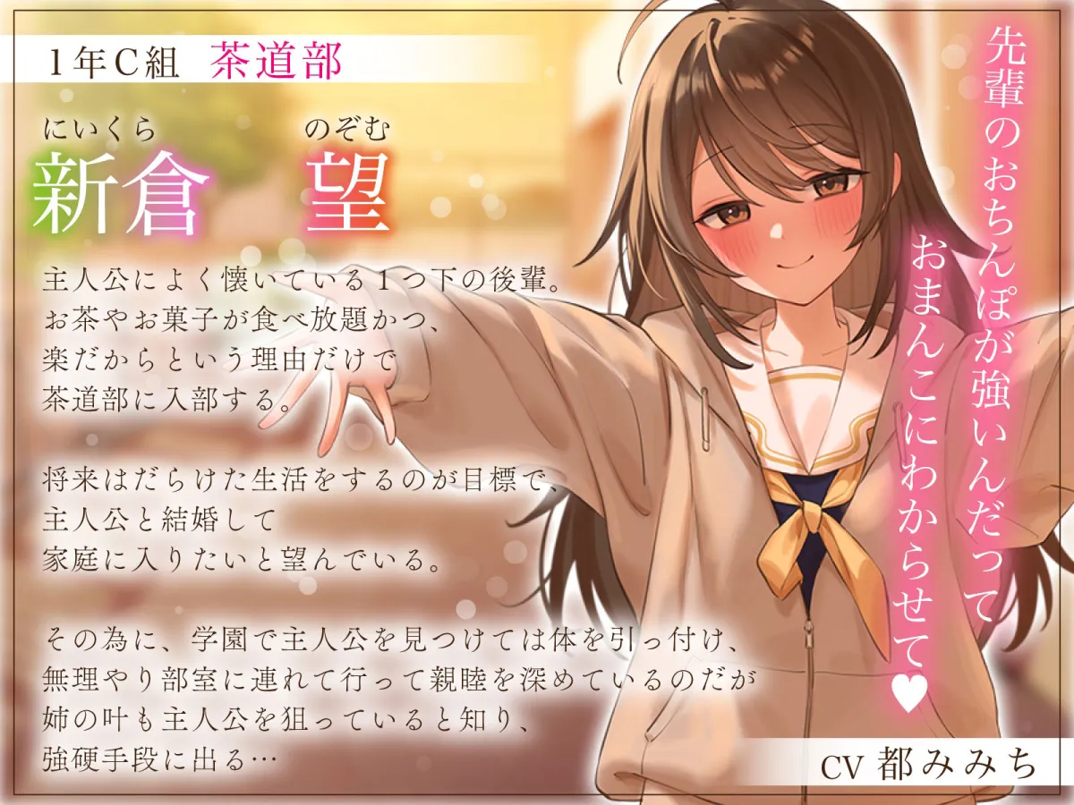 【1周年特別特典付き】甘え上手なだらだら茶道部後輩の押し付け媚び相談〜密着おちんぽ勃ちしごきとろ生えっち〜
