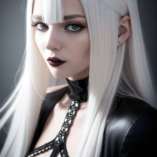 ホワイトヘアーのゴシック天使（セリフなし AI画像集）