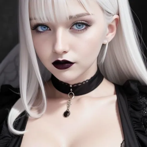 ホワイトヘアーのゴシック天使（セリフなし AI画像集）