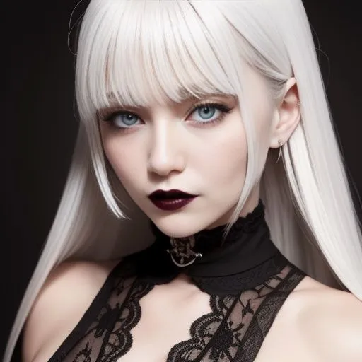 ホワイトヘアーのゴシック天使（セリフなし AI画像集）