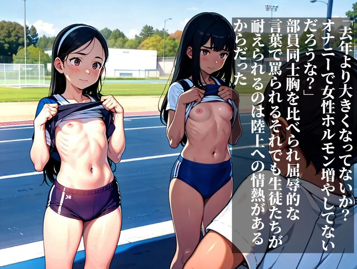少女に貧乳丸出しの練習を強制する女子陸上部
