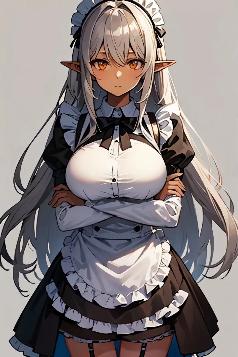 無表情で事務的に性処理する巨乳ダークエルフのメイドさんは俺の子を孕みたい