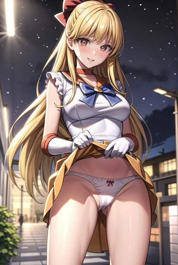 セーラー戦士のスカートたくしあげ