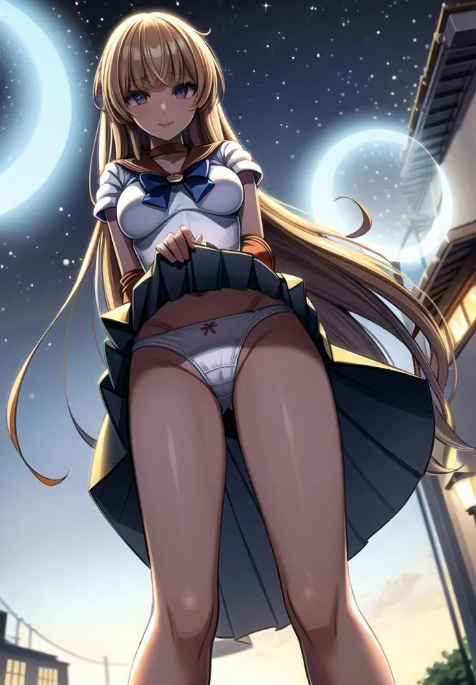 セーラー戦士のスカートたくしあげ