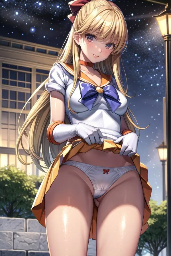 セーラー戦士のスカートたくしあげ