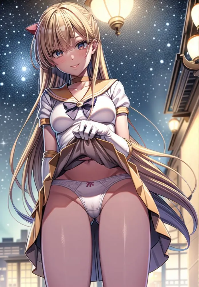 セーラー戦士のスカートたくしあげ