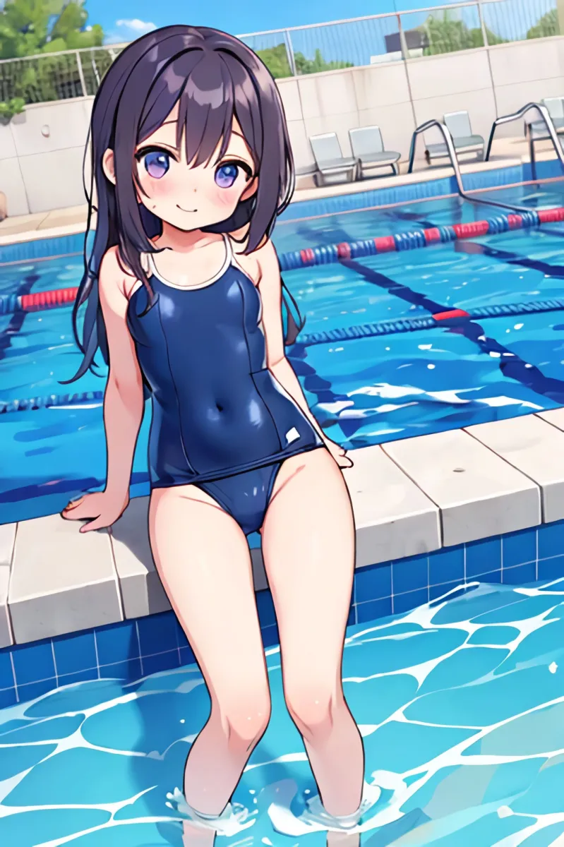 つるぺたスク水にいっぱい中出しした