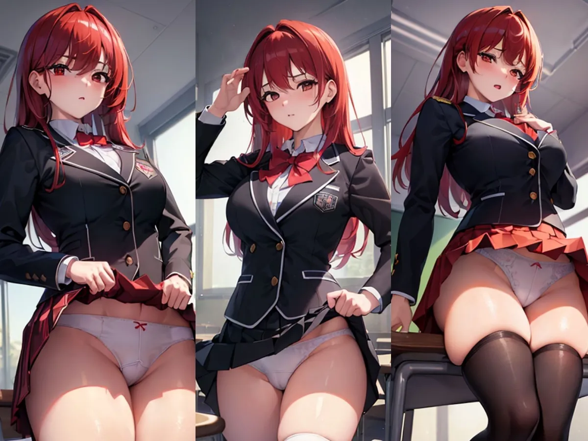 赤髪JKがパンツとノーパンおまんこと中出しアクメを見せてくれた