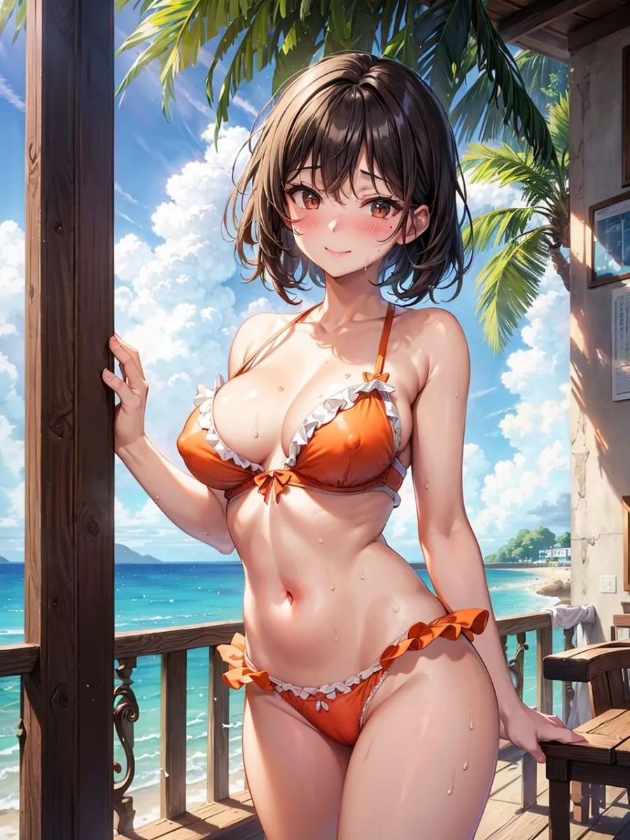 プライベートビーチでお母さんと二人きりのCG集