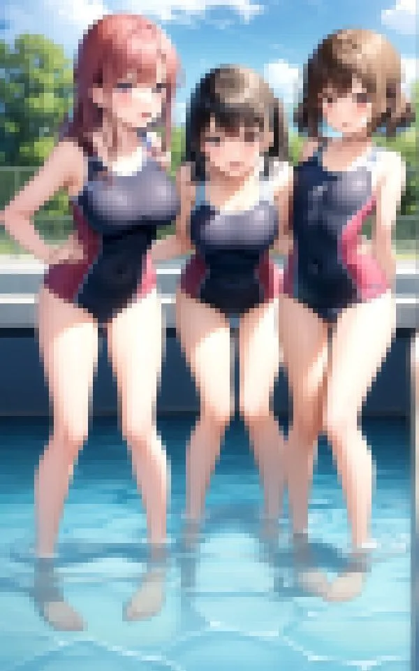 【催眠アプリ】水泳部の美少女達が野外プレイ