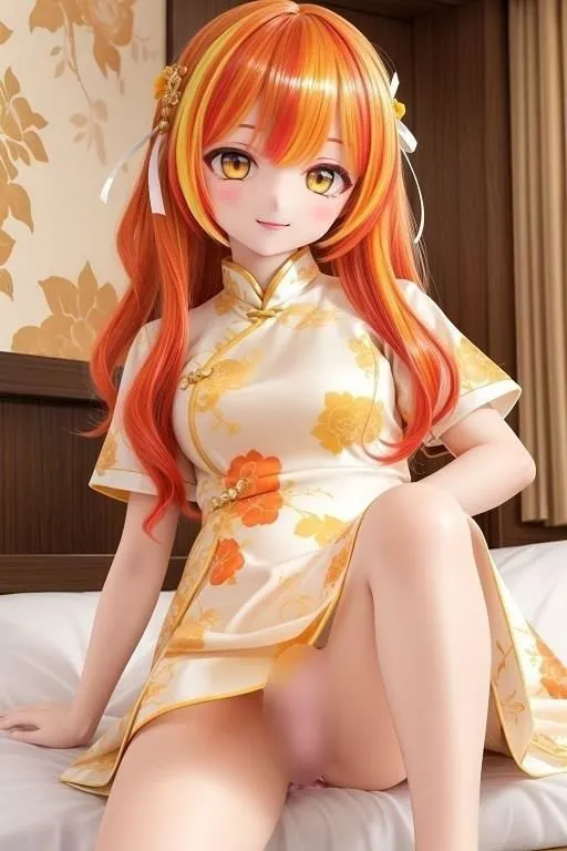 チャイナドレスで座ってパンチラ