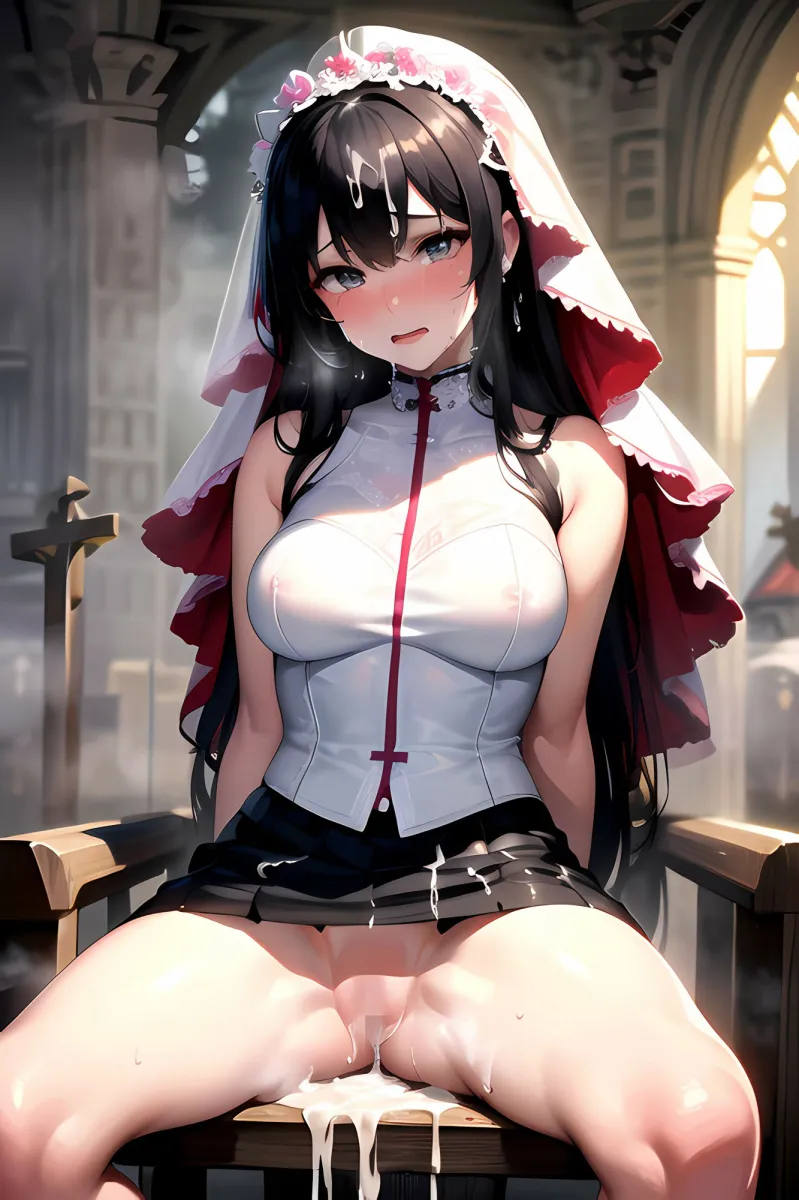 ウエディングドレス花嫁に神聖な教会で強制中出し射撃