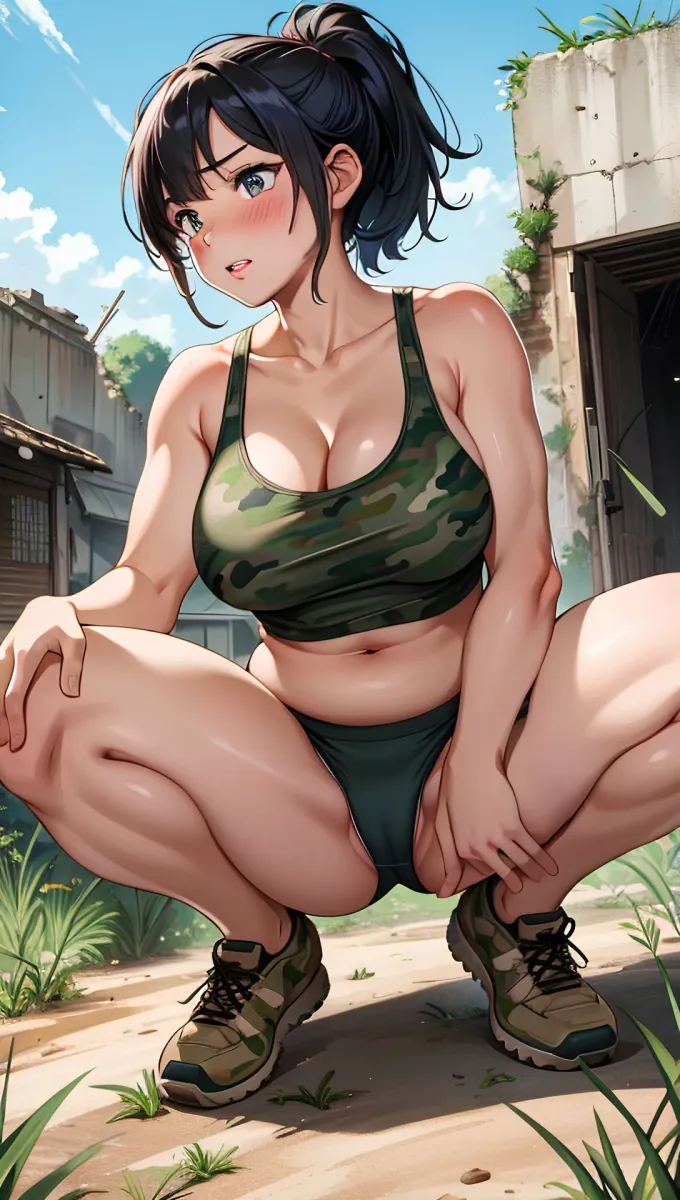 ミリタリー服と女兵士