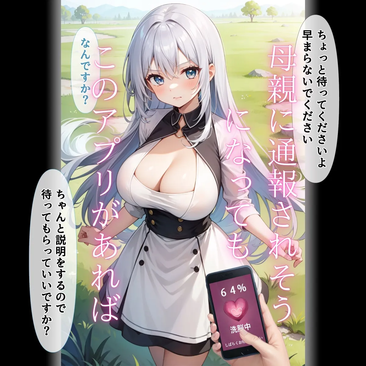 催眠アプリを手に入れたおじさんが、銀髪美人母娘を妊娠させる話