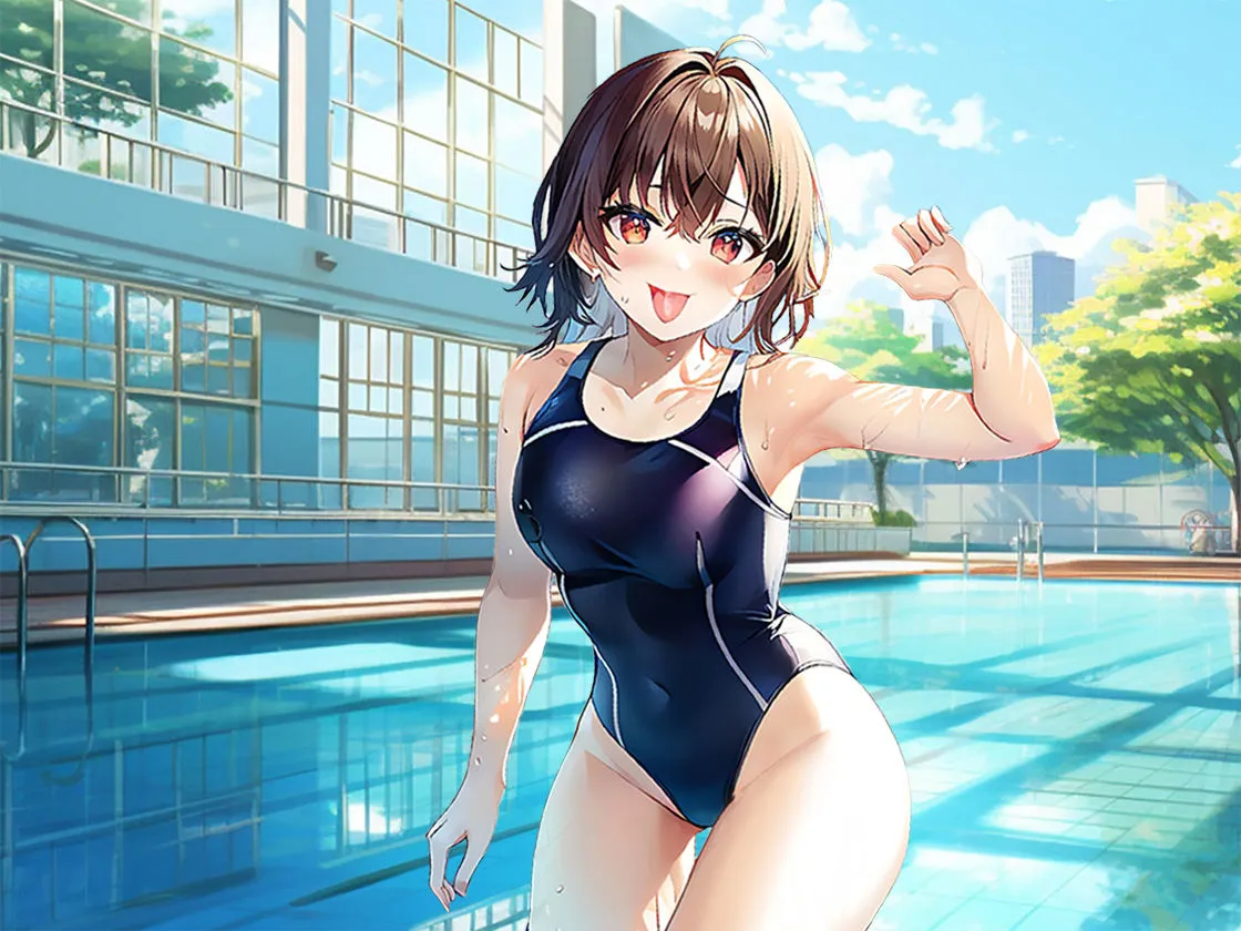 【プールサイドで乳首責め】大会で入賞できない俺に女子水泳部部長がイメージトレーニングしてあげる！思いっきり射精した俺は大会で優勝プールサイドで部長に生ハメ！