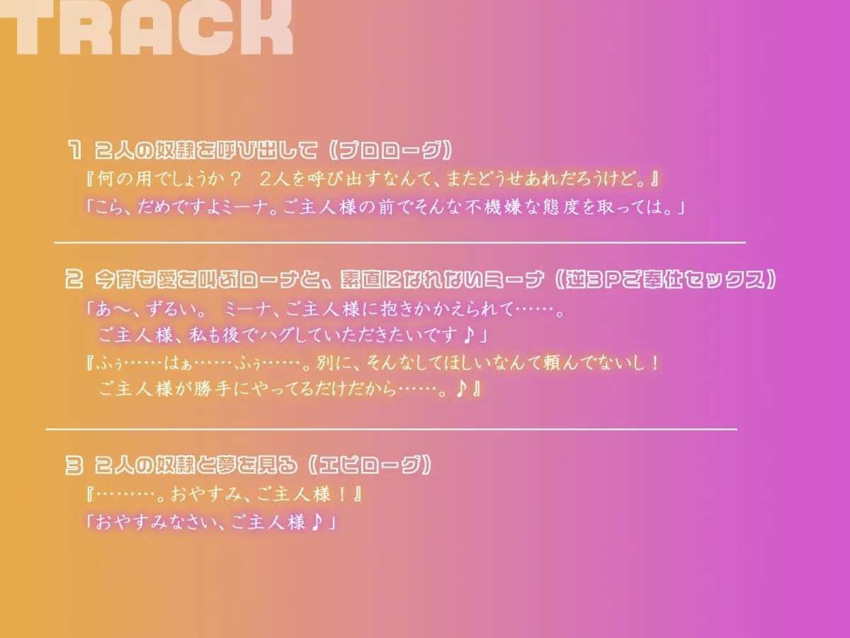 【KU100】2人の奴隷少女を甘やかして調教したら、正反対な性格になりました♪