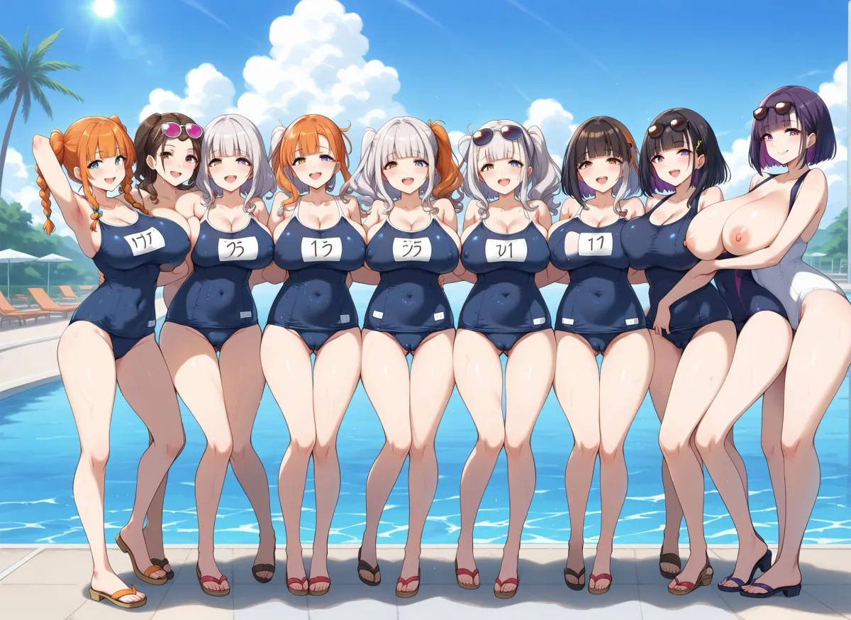 夏のスク水！ハーレムエッチ