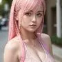 ピンクヘアーのハーフ系美女のストリートスナップ（セリフなし AI画像集）