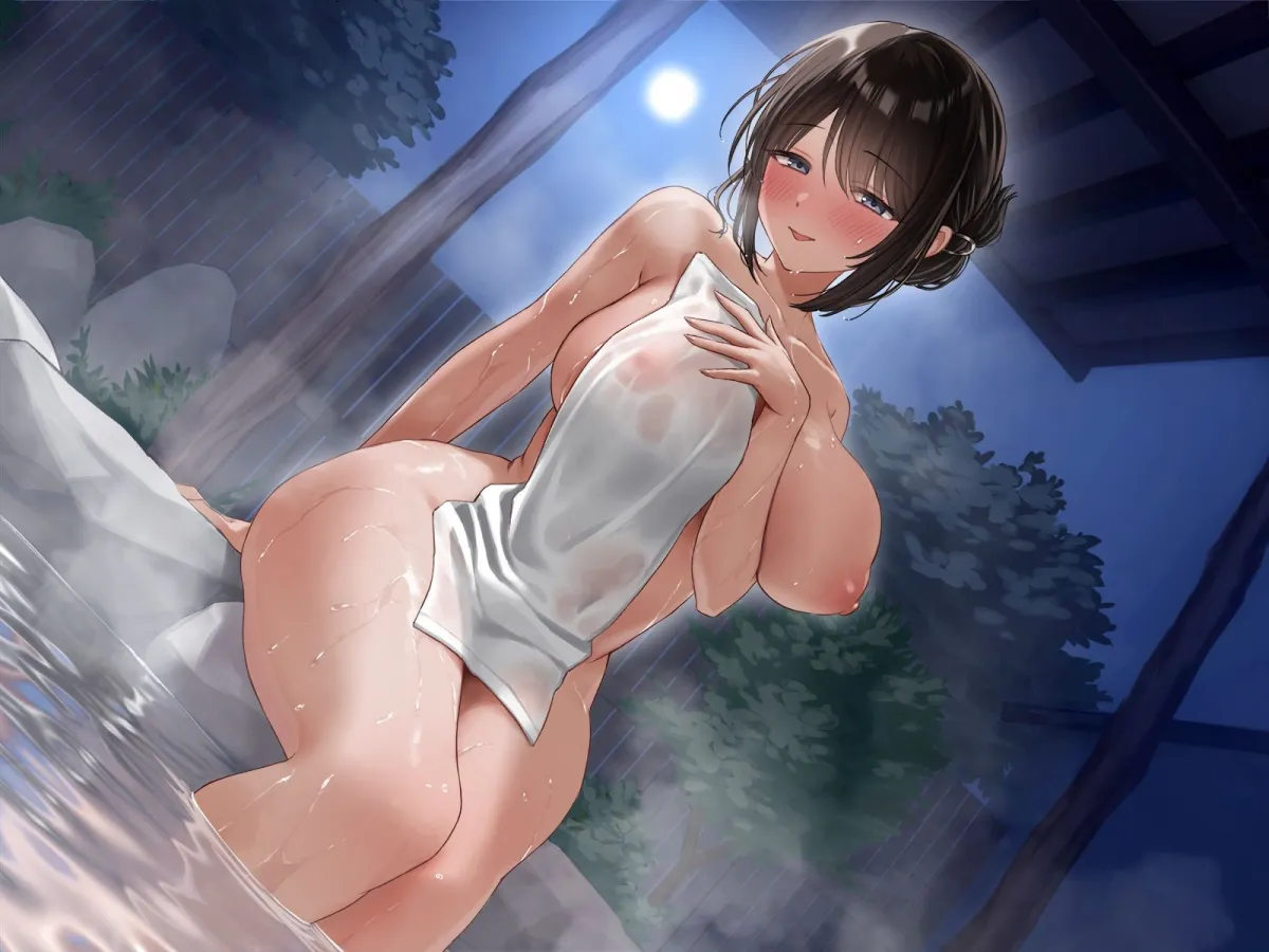 混浴温泉で清楚な巨乳女将と鉢合わせたら…勃起がバレて大欲情！密着ぬるぬるおもてなしえっち