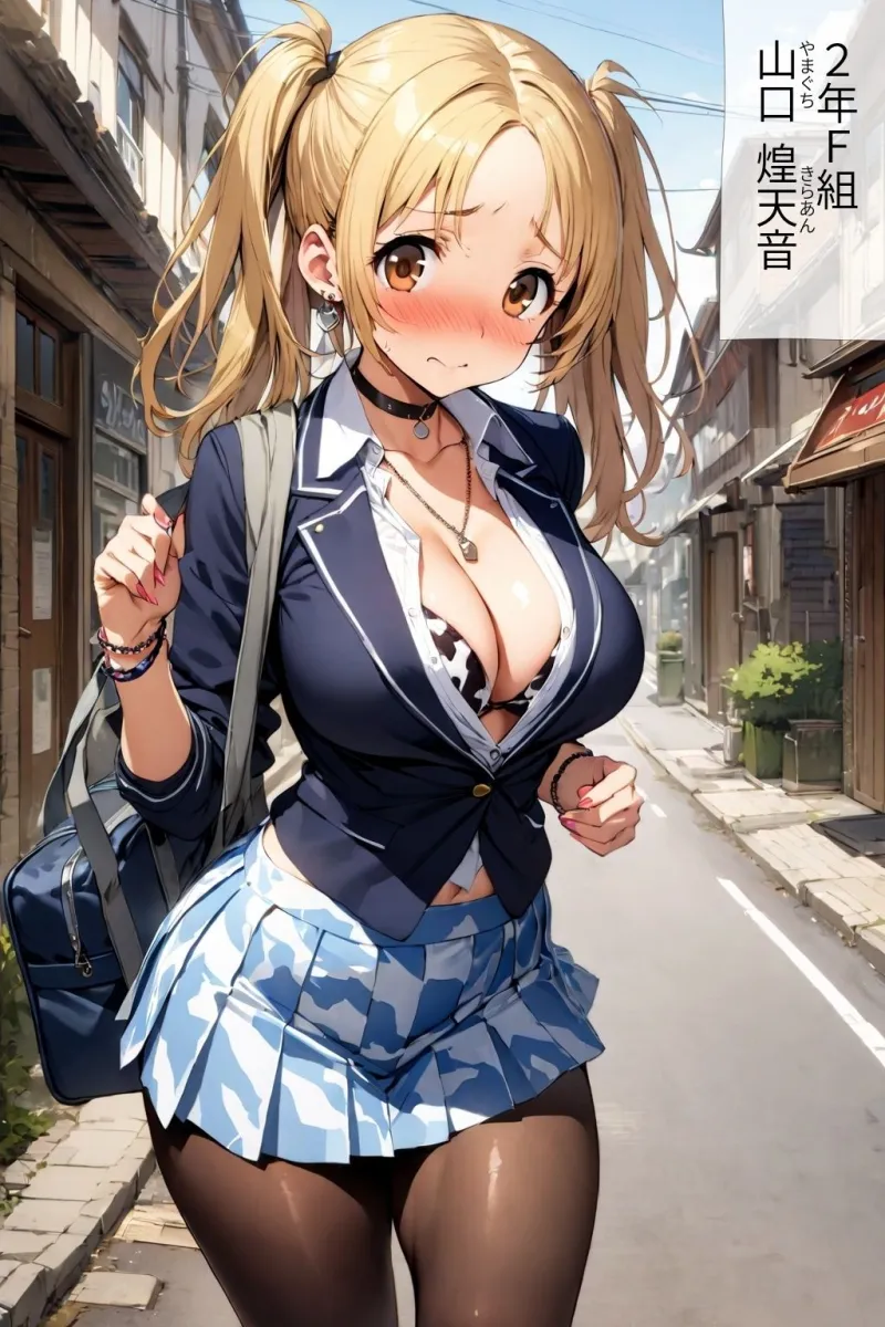 60キャラ 制服ブラチラギャル 即オチ2コマ