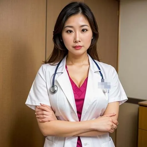 アラフォーのベテランスタッフを病室で（セリフなし AI画像集）