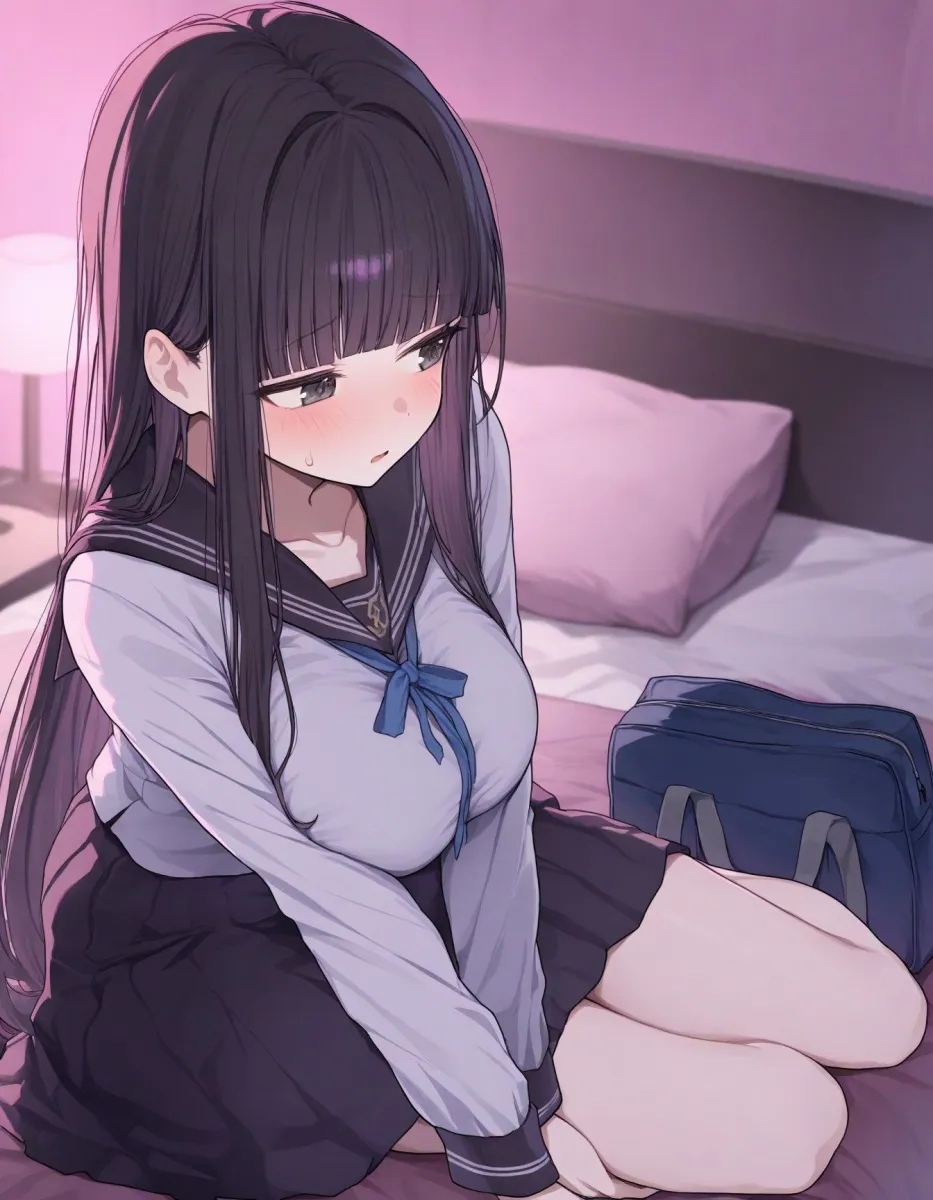 黒髪お嬢様系JKをラブホに連れ込み連続種付けSEX