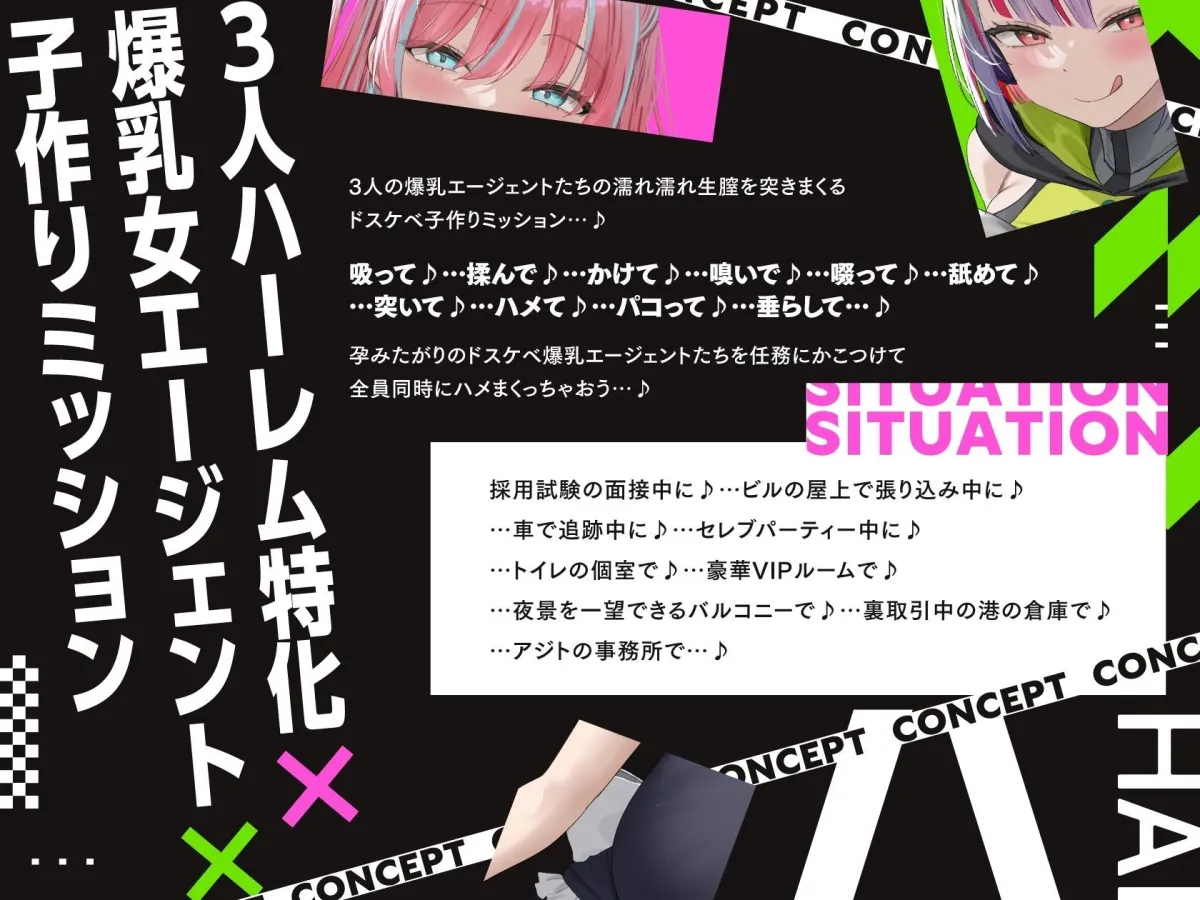 【5時間×3人ハーレム×なんでも屋】〜ハメ屋！〜新米エージェントのボクと…ドスケベ爆乳女ボス＆ハッカー＆メイド×3による…秘密の子作りハメミッション♪