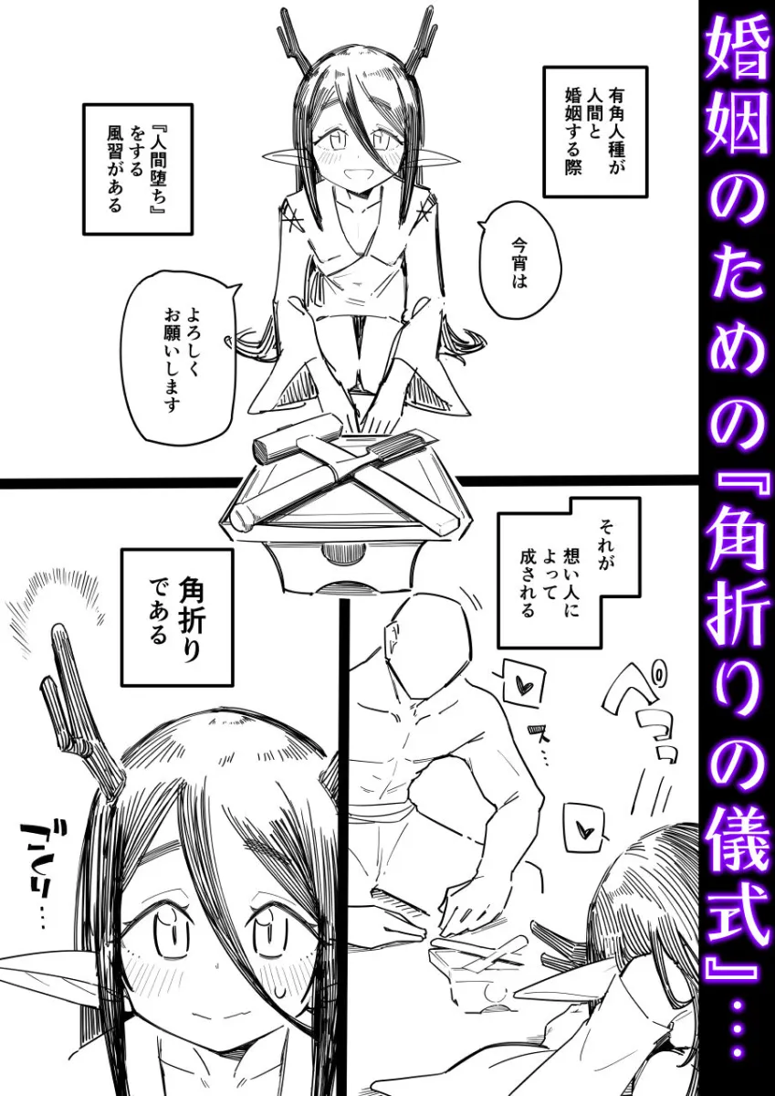 有角人種が人間と婚姻する際、想い人に角を折って貰うことで人間堕ちする風習がある