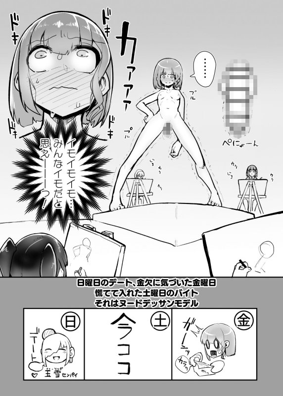 ふたなり女子がヌードデッサンモデルのバイトをすることになったのですが…