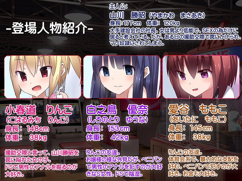 ［CG集］おにゃにょこ達にパンパンッ犯されるおっさん ～逆レイプ100％！ ペニバン、スパンキング、言葉責め、羞恥撮影、変態乱交！ あぁこんな筈じゃなかったのに……～