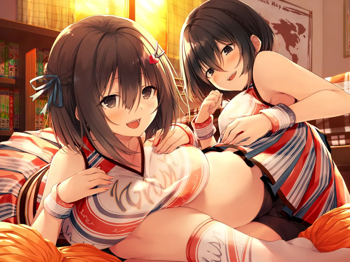 【究極の耳舐めチアガール×2】チアガールの彼女と先輩に耳舐めで励ましてもらっちゃおう！【プレミアムフォーリー】