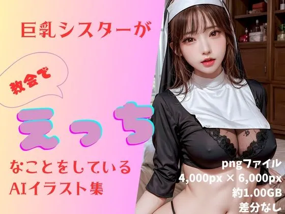 巨乳シスターが教会でえっちなことをしているAIイラスト集